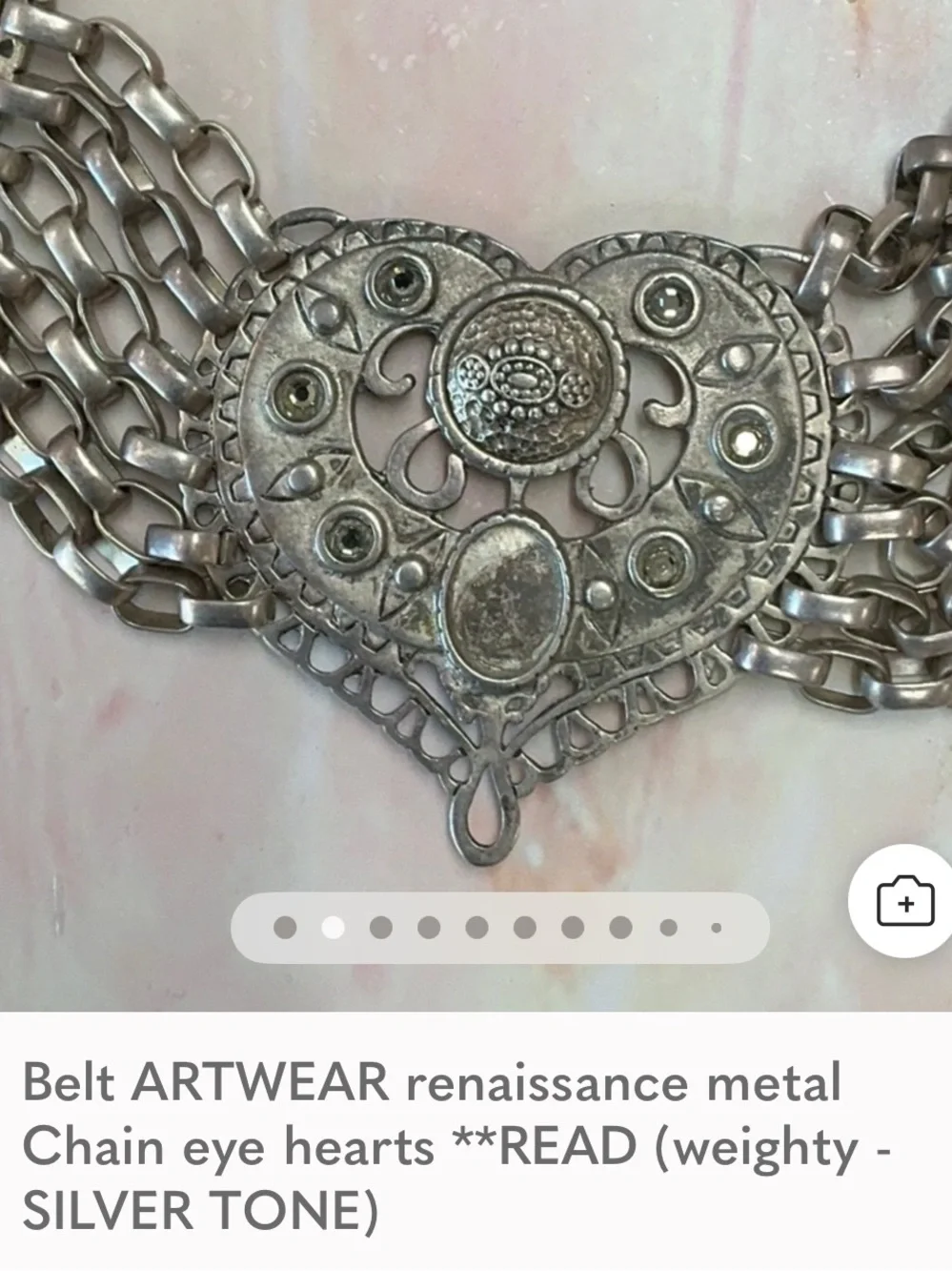 Vintage belt metal heavy - estate item - rare find - silver tone - adjustable **